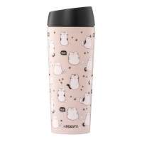Термокружка Ardesto Coffee Time Cats 450мл, нержавіюча сталь, коричневий (AR2645FC)
