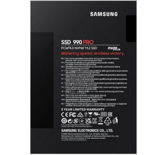 Samsung Накопичувач SSD M.2 2280 2TB 990 PRO Samsung (MZ-V9P2T0BW)