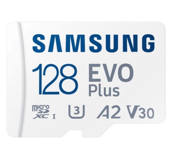 Карта пам'яті Samsung 128 GB microSDXC Class 10 UHS-I U3 V30 A2 EVO Plus+SD Adapte (MC128SA/EU)