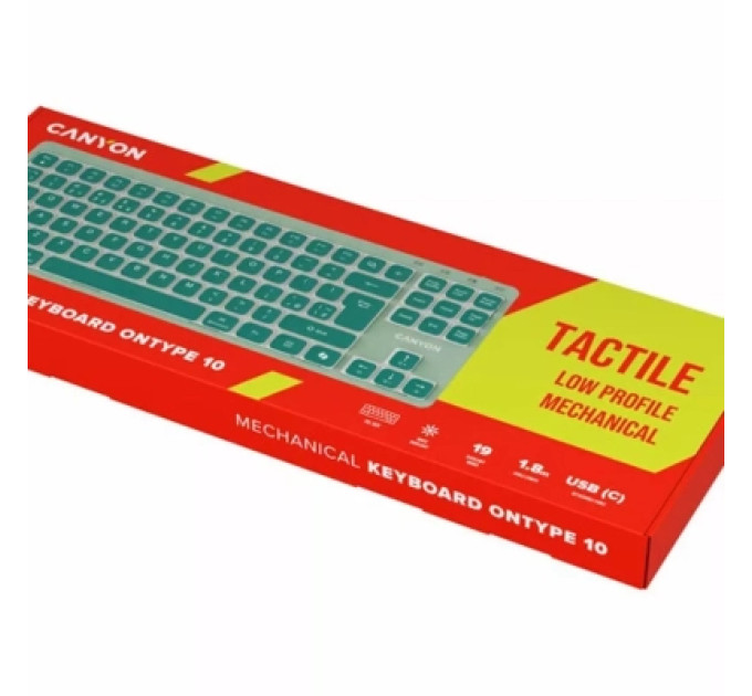 Canyon Клавіатура Canyon OnType 10 TKL Mechanical Silent Low-profile USB UA Green (CNS-HKB10GR)