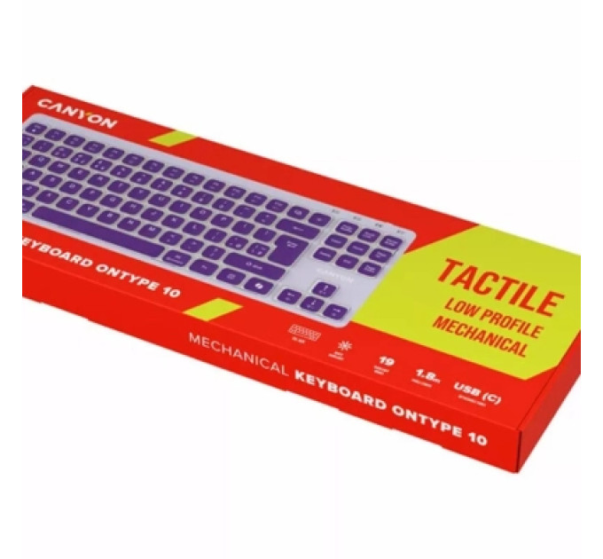 Canyon Клавіатура Canyon OnType 10 TKL Mechanical Silent Low-profile USB UA Violet (CNS-HKB10V)