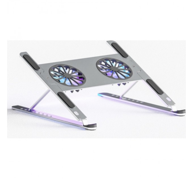 Підставка до ноутбука XoKo NST-101 Aluminium з активним охолодженням Silver (XK-NST-101-SL)