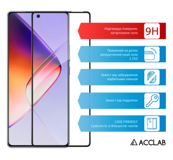 Скло захисне ACCLAB Full Glue Infinix Note 40 4G Black (1283126594885)