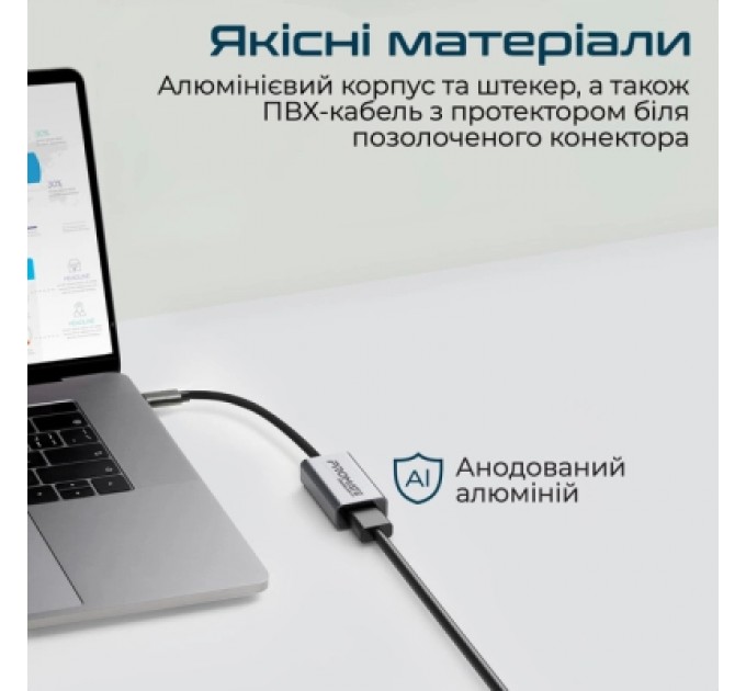 Перехідник USB-C to HDMI 4K30Hz grey Promate (medialink-h1.grey)