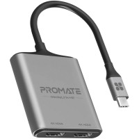 Перехідник USB-C to 2xHDMI 4K Promate (medialink-h2.grey)