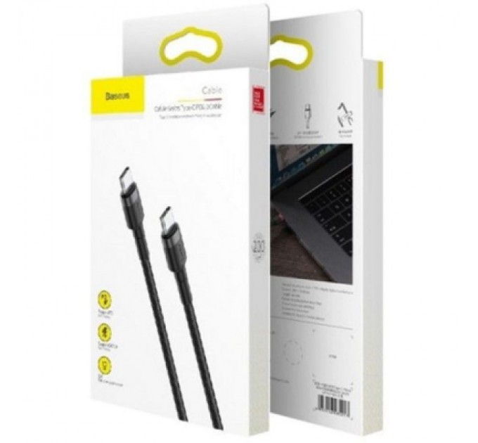Дата кабель USB-C to USB-C 2.0m USB 3.1 3A grey-black Baseus (CATKLF-HG1)