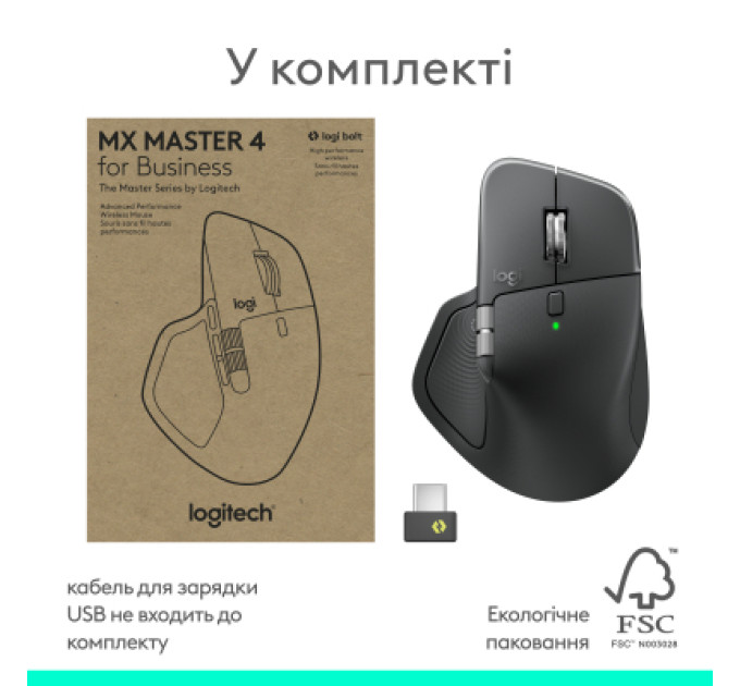 Logitech Мишка Logitech MX Master 4 for Business Wireless/Bluetooth Graphite (910-007617)