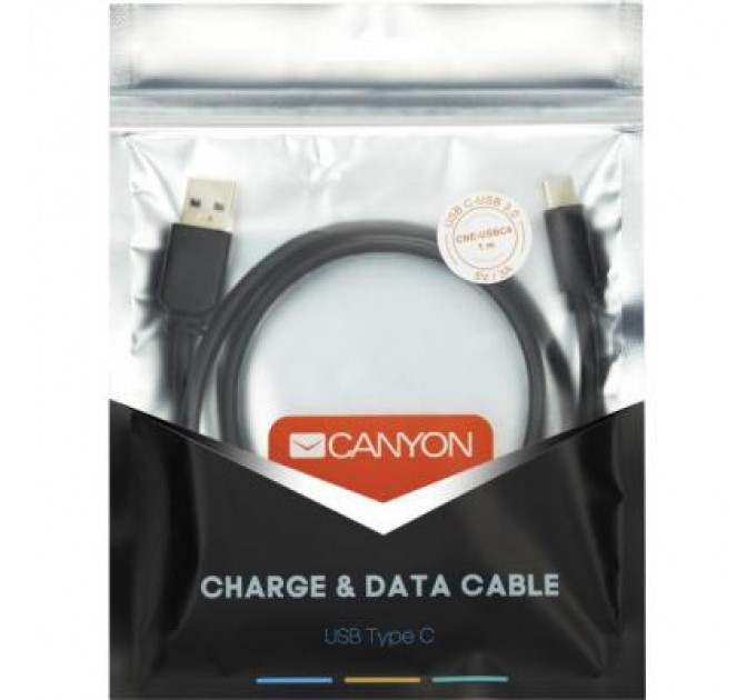 Дата кабель USB 2.0 AM to Type-C 1.8m 1A black Canyon (CNE-USBC2B)