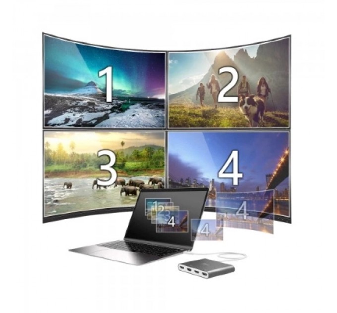 Адаптер USB-C to 4xHDMI F quad display J5create (JCA366-N)