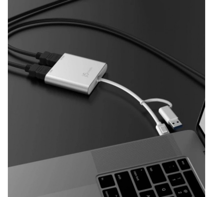 Адаптер USB-C/A to 2xHDMI F dual display J5create (JCA365-N)