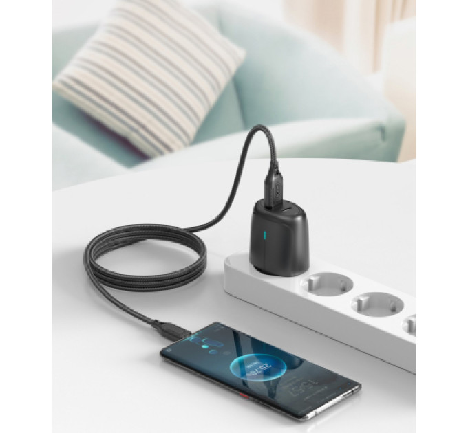 XO Дата кабель USB 2.0 AM to USB-C 1.0m braided black XO (NB235_C_Black)