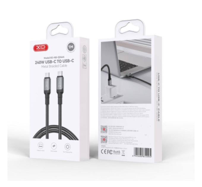 XO Дата кабель USB-C to USB-C 1.0m 240W black XO (NBQ264A_С_Black)