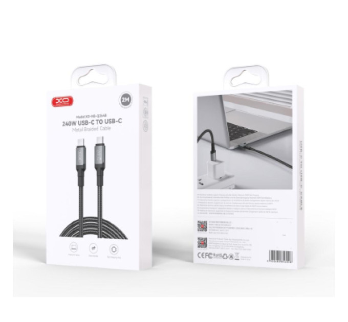 XO Дата кабель USB-C to USB-C 2.0m 240W black XO (NBQ264B_С_Black)