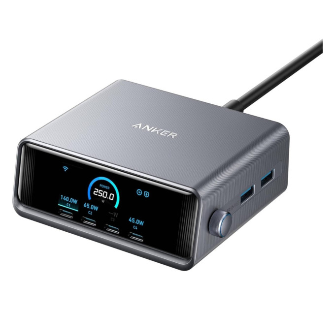 Anker Мережевий зарядний пристрій Anker GaNPrime 250W 4xUSB-C PD, 2xUSB-A Black (A2345341)
