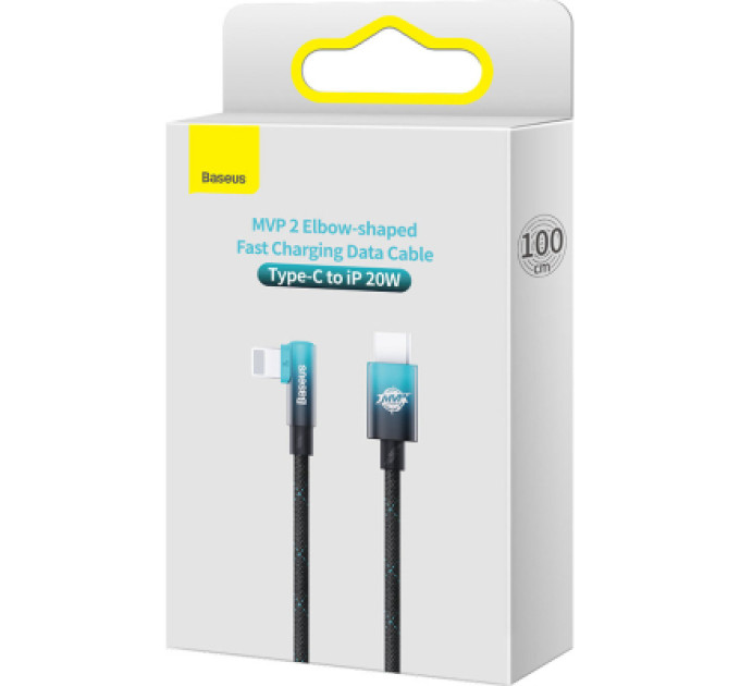 Baseus Дата кабель USB-C to Lightning 1.0m 20W 90° corner black/blue Baseus (CAVP000221)