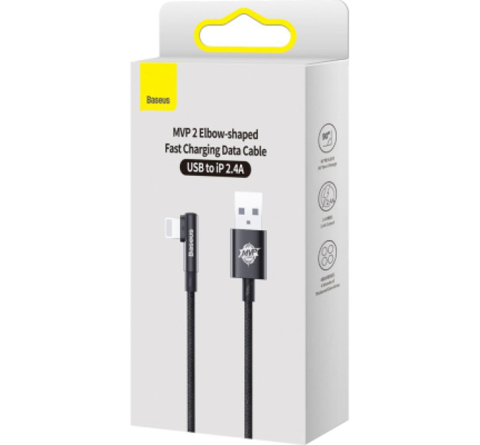 Baseus Дата кабель USB 2.0 AM to Lightning 1.0m 2.4A 90° corner black Baseus (CAVP000001)