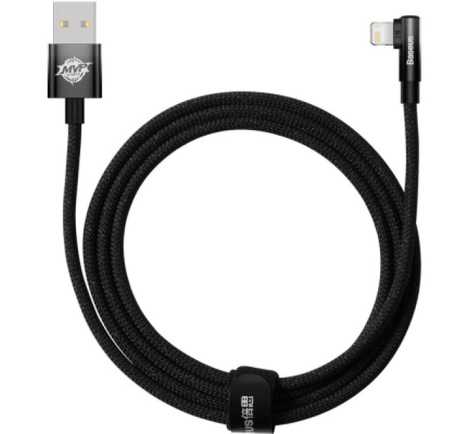 Baseus Дата кабель USB 2.0 AM to Lightning 2.0m 2.4A 90° corner black Baseus (CAVP000101)