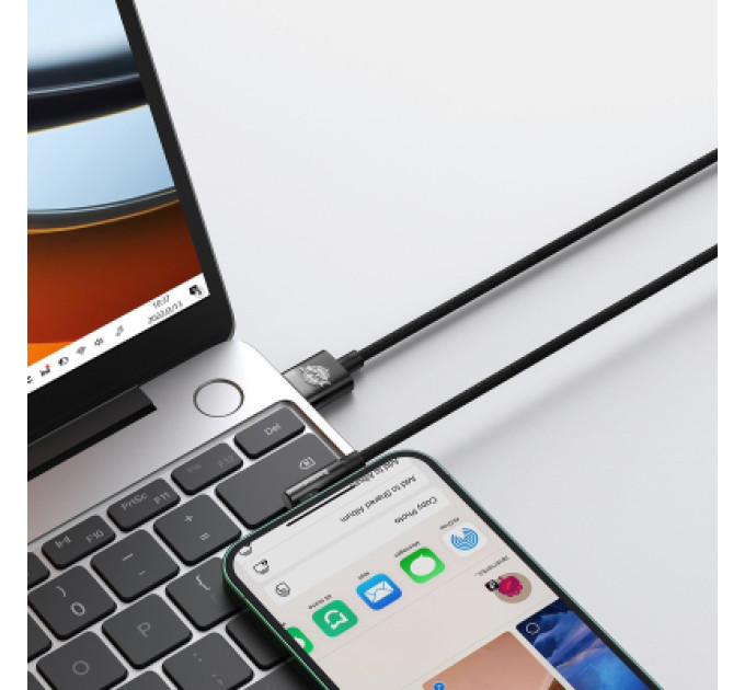 Baseus Дата кабель USB 2.0 AM to Lightning 2.0m 2.4A 90° corner black Baseus (CAVP000101)