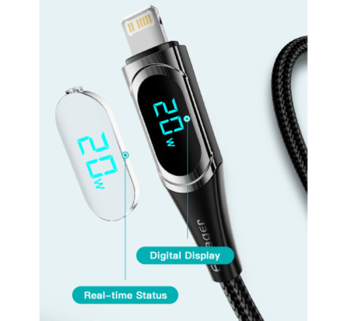 Essager Дата кабель USB-C to Lightning 2.0m 20W Digital Display blue Essager (EXCTL-YDA03)