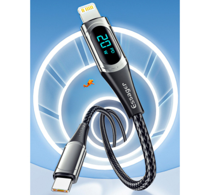Essager Дата кабель USB-C to Lightning 2.0m 20W Digital Display blue Essager (EXCTL-YDA03)