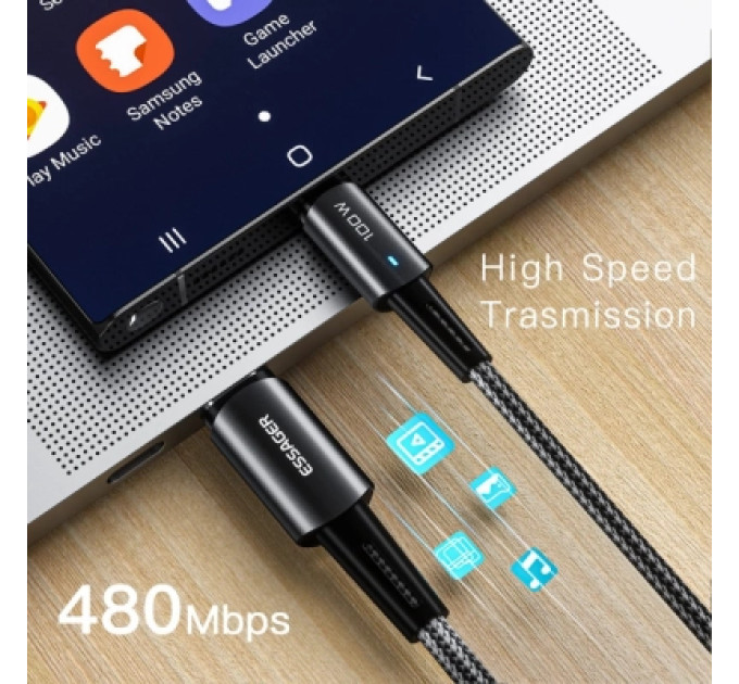 Essager Дата кабель USB-C to USB-C 1.0m 100W black Essager (EXCTT1-CG01)