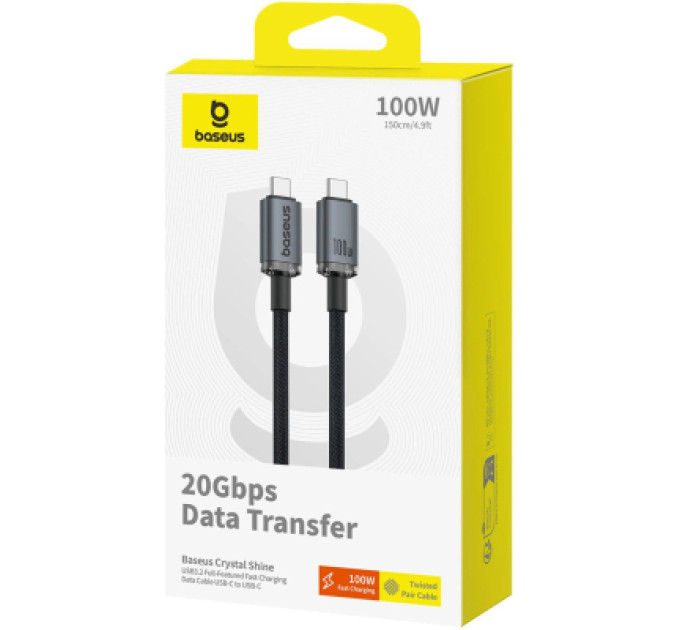 Baseus Дата кабель USB-C to USB-C 1.5m 100W USB3.2 20Gb black Baseus (P10318204111-00)