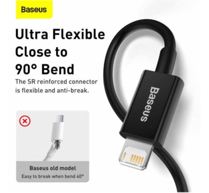Baseus Дата кабель USB 2.0 AM to Lightning 2.0m 2.4A black Baseus (CALYS-C01)