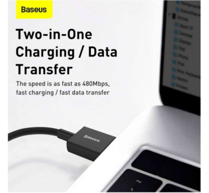 Baseus Дата кабель USB 2.0 AM to Lightning 2.0m 2.4A black Baseus (CALYS-C01)