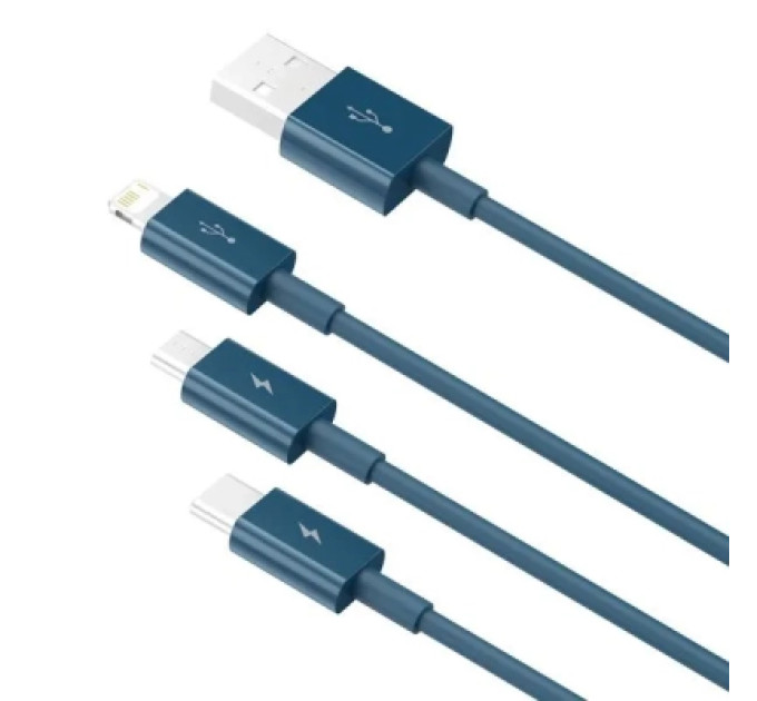 Baseus Дата кабель USB 2.0 AM to Lightning + Micro 5P + Type-C 1.5m 3.5A blue Baseus (CAMLTYS-03)