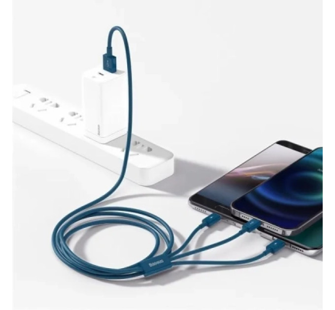 Baseus Дата кабель USB 2.0 AM to Lightning + Micro 5P + Type-C 1.5m 3.5A blue Baseus (CAMLTYS-03)