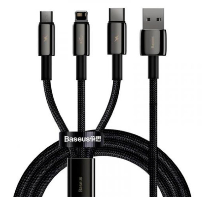 Baseus Дата кабель USB 2.0 AM to Lightning + Micro 5P + Type-C 1.5m 3.5A black Baseus (CAMLTWJ-01)