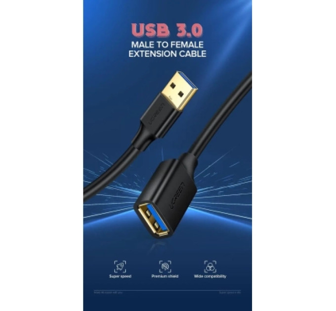 Ugreen Дата кабель USB 3.0 AM/AF 1.0m US129 black Ugreen (10368)