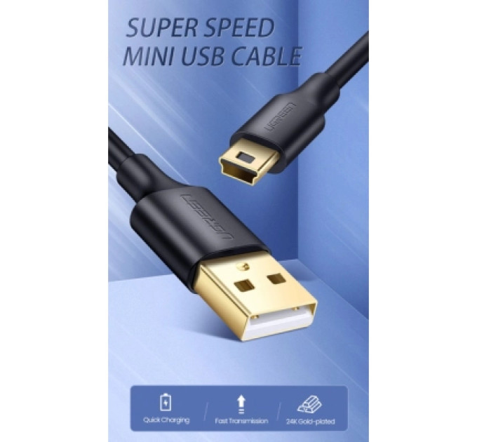 Ugreen Дата кабель USB 2.0 AM to Mini 5P 1.0m US132 black Ugreen (10355)