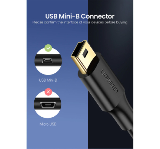Ugreen Дата кабель USB 2.0 AM to Mini 5P 2.0m US132 black Ugreen (30472)
