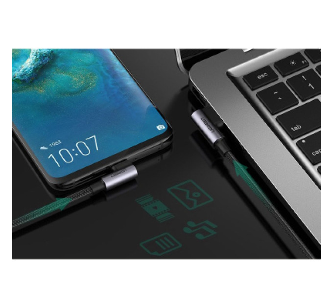 Ugreen Дата кабель USB 2.0 AM to USB-C 2.0m 3A 90° corner US176 black Ugreen (20857)
