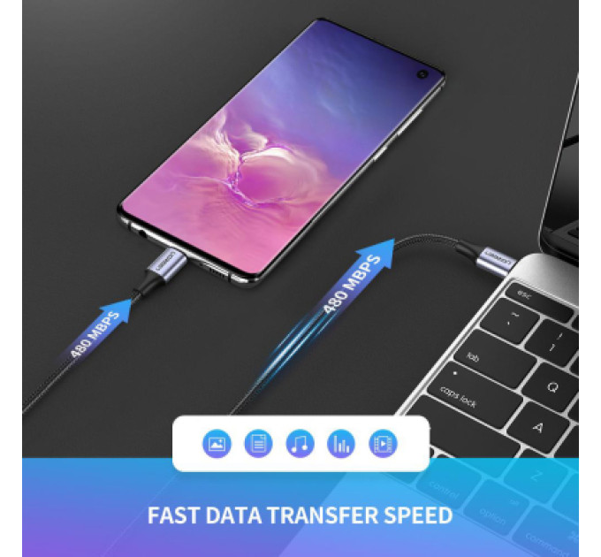 Ugreen Дата кабель USB-C to USB-C 0.5m 3A 60W US261 black/gray Ugreen (50149)