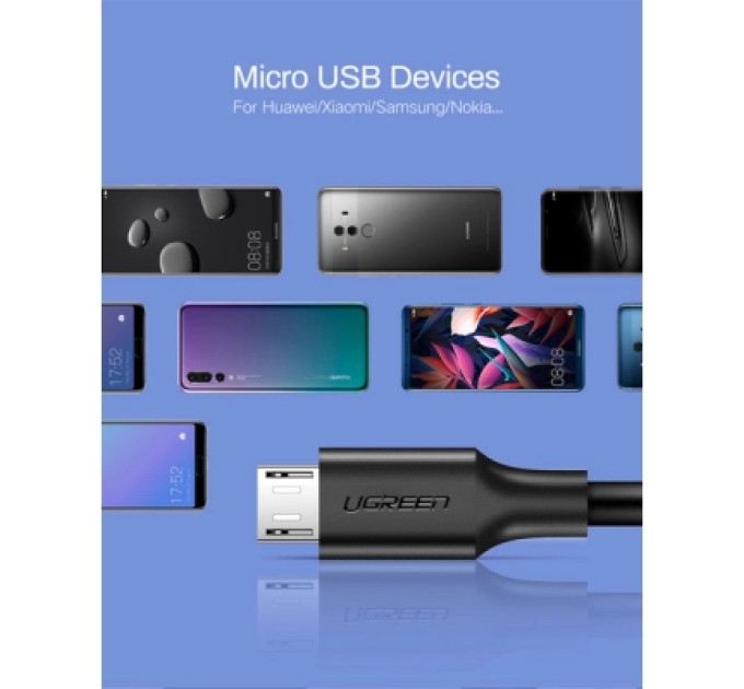 Ugreen Дата кабель USB 2.0 AM to Micro 5P 0.5m 2A US289 black Ugreen (60135)