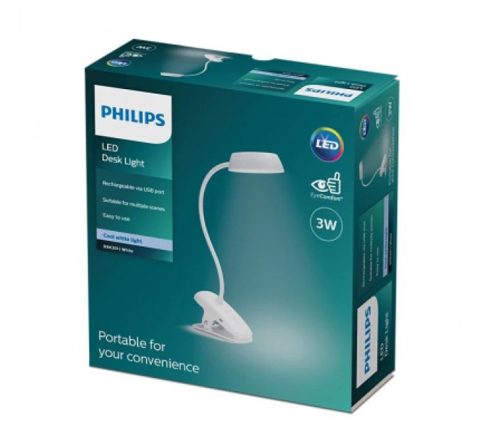Настільна лампа Philips LED Reading Desk lamp Donutclip білий (929003179707)