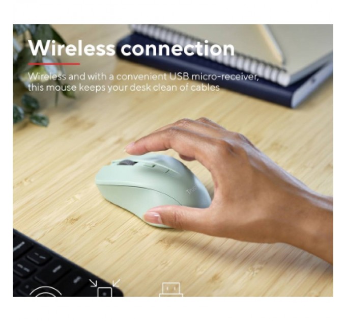 Мишка Trust Mydo Silent Wireless Green (25042)