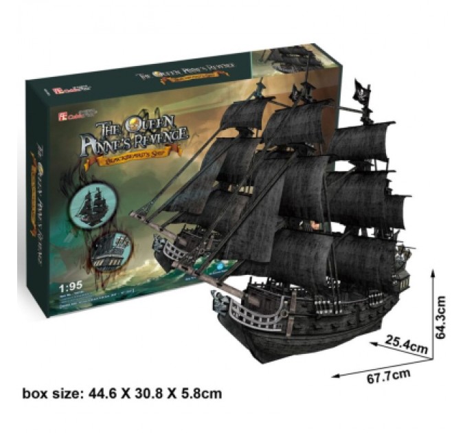 Пазл Cubic Fun Тривимірна головоломка-конструктор Корабель Чорної Бороди "Помста Королеви Анни" (T4018h)