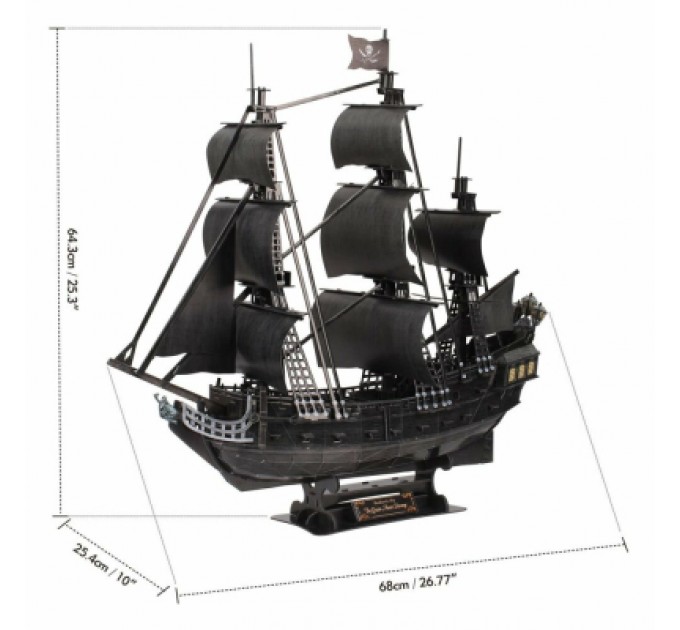 Пазл Cubic Fun Тривимірна головоломка-конструктор Корабель Чорної Бороди "Помста Королеви Анни" (T4018h)