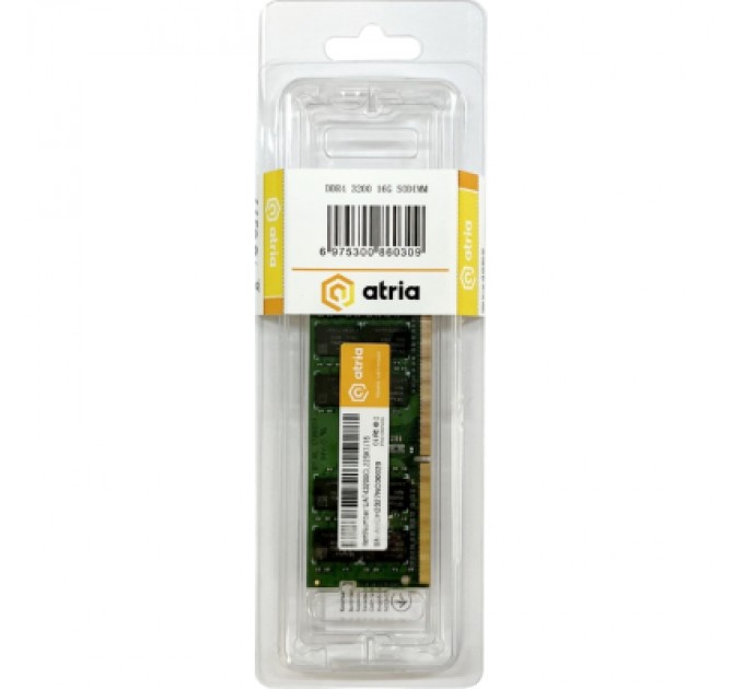 ATRIA Модуль пам'яті для ноутбука SoDIMM DDR4 16GB 3200 MHz ATRIA (UAT43200CL22SK1/16)