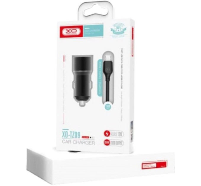 XO Зарядний пристрій XO 1xUSB + cable USB to USB-C TZ09 black (6920680873500)