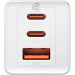 Baseus Зарядний пристрій Baseus 2xUSB-C 65W + 1xUSB GaN + cable USB-C to USB-C 100W 1.0m white (CCGP120202)