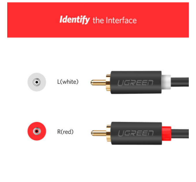 Ugreen Кабель мультимедійний 2xRCA M to 2xRCA M 3.0m AV104 black Ugreen (10519)