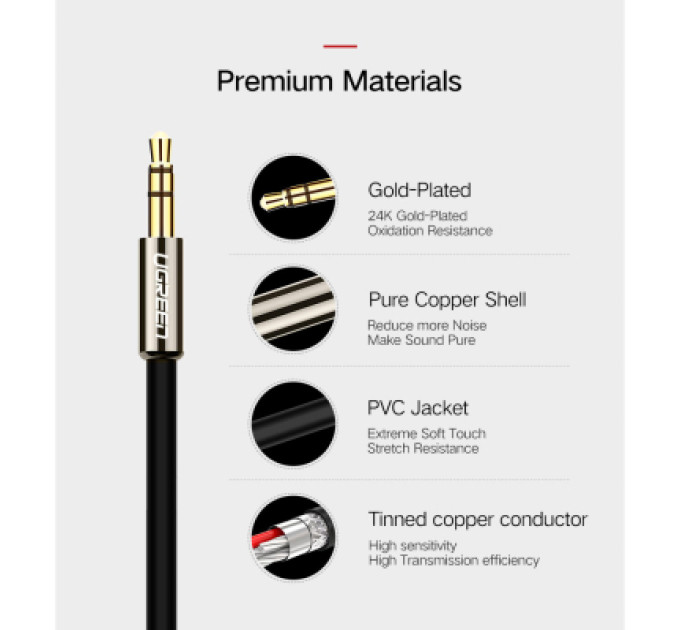 Ugreen Кабель мультимедійний 3.5mm M to 2xRCA M 5.0m AV116 black Ugreen (10591)
