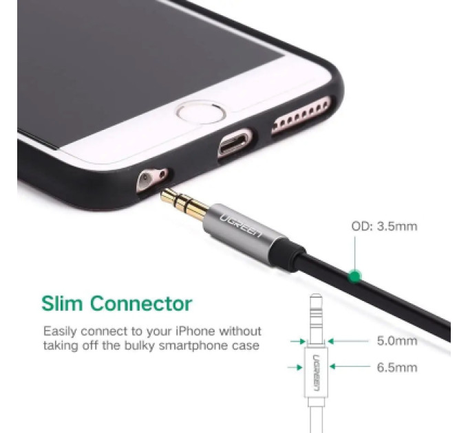 Ugreen Кабель мультимедійний 3.5mm M to 3.5mm M 2.0m AV119 black Ugreen (10735)