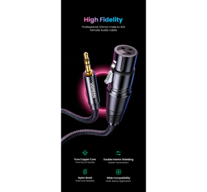 Ugreen Кабель мультимедійний 3.5mm M to XLR F 2.0m AV182 black Ugreen (20244)