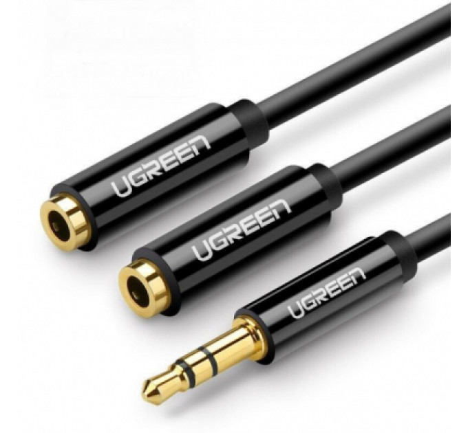 Ugreen Кабель мультимедійний 3.5mm M to 2x3.5mm F 0.2m AV134 (Black) Ugreen (20816)