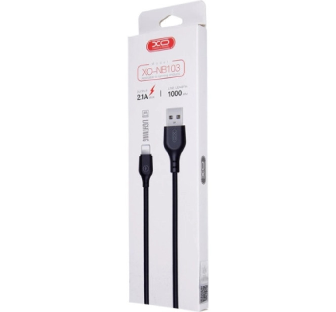 XO Дата кабель USB 2.0 AM to Lightning 1.0m 2.1A NB103 black XO (6920680862702)